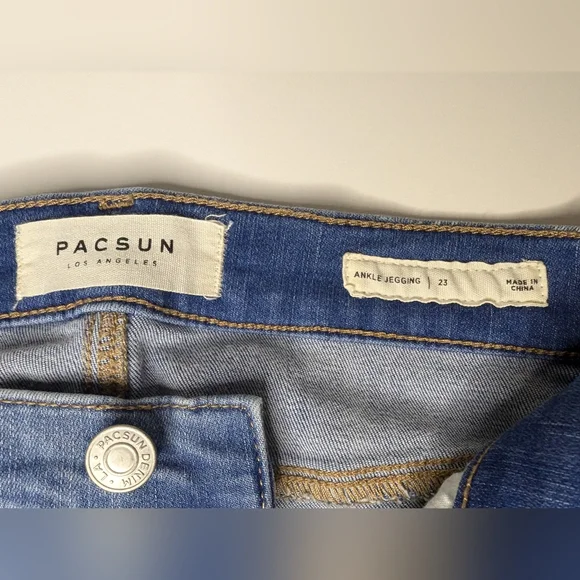 Pac Sun Womens Ankle Jegging Size 23 - 2 Blue Stripes down the side - Picture 6 of 11